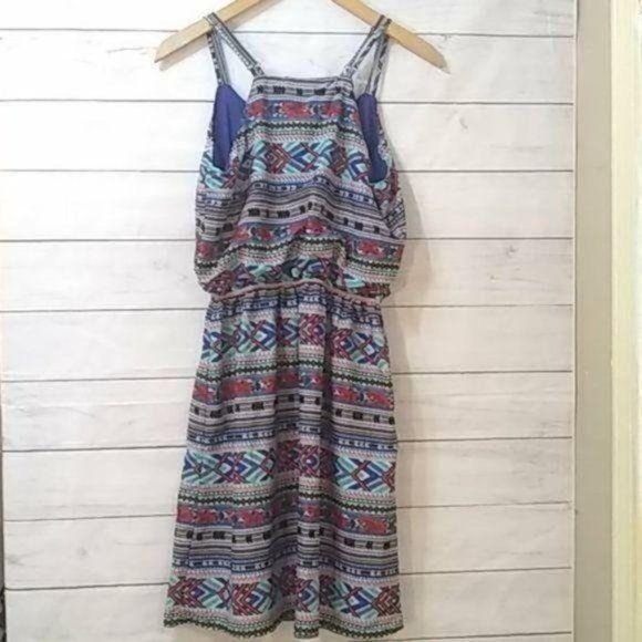 Vintage Speed Control New York Mini Dress Aztec Tribal Y2K 90's Vibe Cami Top M - Picture 8 of 8